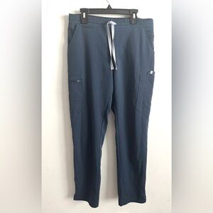 Figs Pants Cargo Yola Skinny Scrubs Dark Teal Blue Drawstring Elastic Waist S